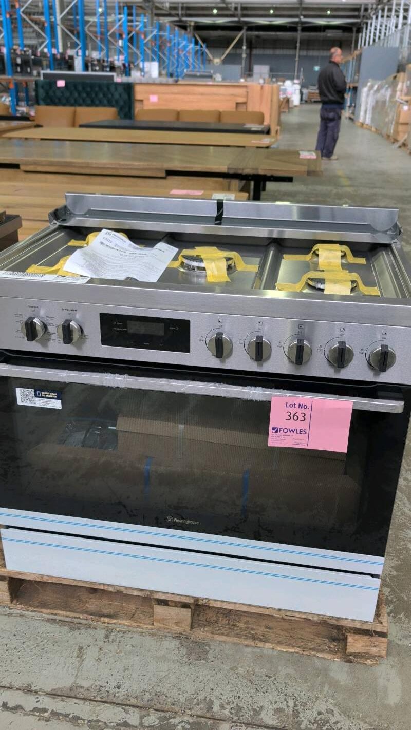 WESTINGHOUSE WFE9515SD DUAL FUEL 900MM FREESTANDING OVEN, 12 MONTH WARRANTY WESTINGHOUSE WFE9515SD DUAL FUEL 900MM FREESTANDING OVEN, 12 MONTH WARRANTY