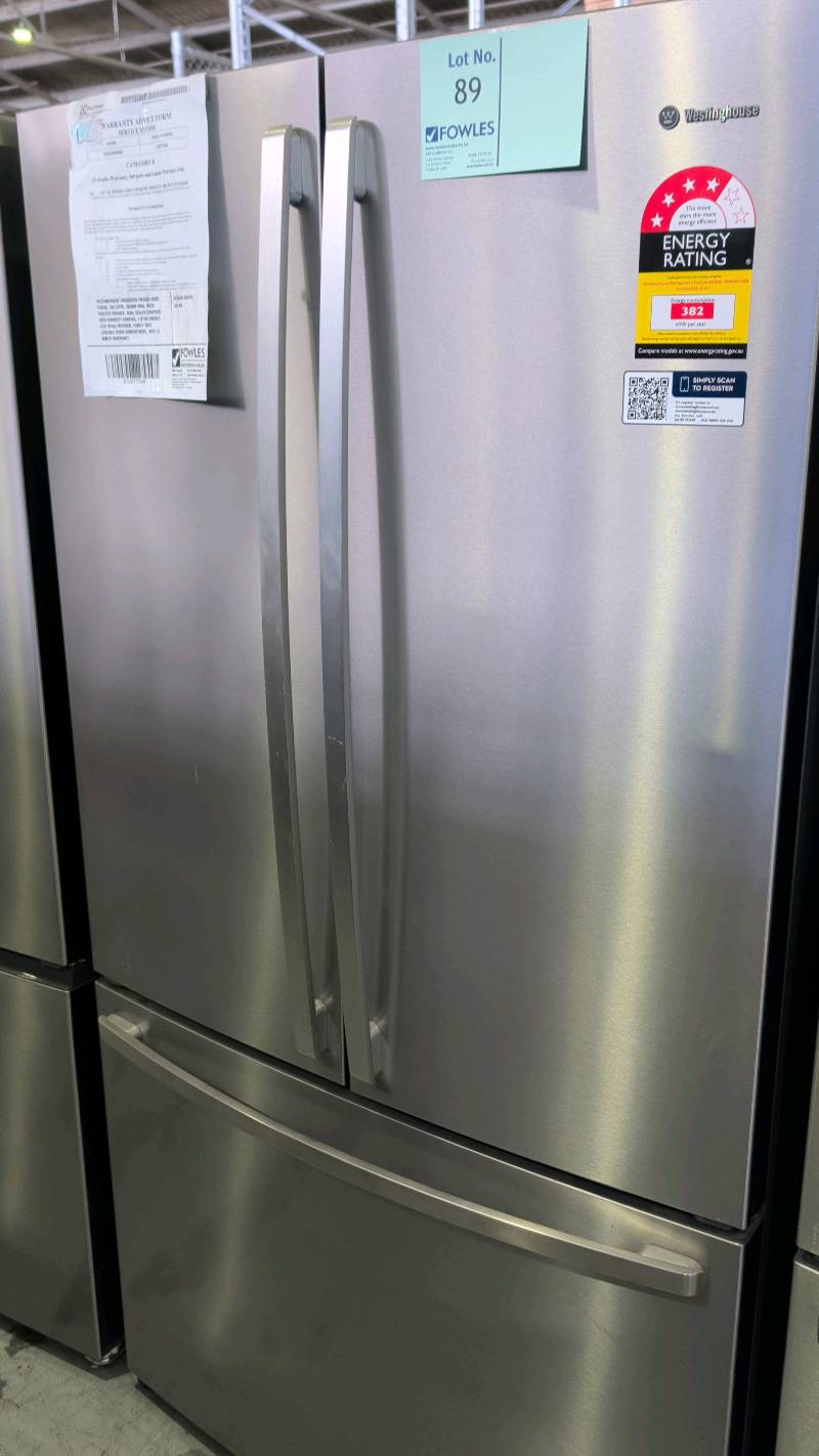 WESTINGHOUSE WHE6000SB FRENCH DOOR FRIDGE, 565 LITRE, 896MM WIDE, WITH FREEZER DRAWER, DUAL SEALED CRISPERS WITH HUMIDITY CONTROL, 4 STAR ENERGY, FLEX SPACE INTERIOR, FAMILY SAFE LOCKABLE DOOR COMPARTMENT, WITH 12 MONTH WARRANTY WESTINGHOUSE WHE6000SB FRENCH DOOR FRIDGE, 565 LITRE, 896MM WIDE, WITH FREEZER DRAWER, DUAL SEALED CRISPERS WITH HUMIDITY CONTROL, 4 STAR ENERGY, FLEX SPACE INTERIOR, FAMILY SAFE LOCKABLE DOOR COMPARTMENT, WITH 12 MONTH WARRANTY