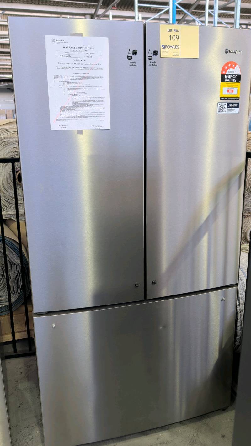 WESTINGHOUSE WHE6000SB FRENCH DOOR FRIDGE, 565 LITRE, 896MM WIDE, WITH FREEZER DRAWER, DUAL SEALED CRISPERS WITH HUMIDITY CONTROL, 4 STAR ENERGY, FLEX SPACE INTERIOR, FAMILY SAFE LOCKABLE COMPARTMENT, 12 MONTH WARRANTY WESTINGHOUSE WHE6000SB FRENCH DOOR FRIDGE, 565 LITRE, 896MM WIDE, WITH FREEZER DRAWER, DUAL SEALED CRISPERS WITH HUMIDITY CONTROL, 4 STAR ENERGY, FLEX SPACE INTERIOR, FAMILY SAFE LOCKABLE COMPARTMENT, 12 MONTH WARRANTY