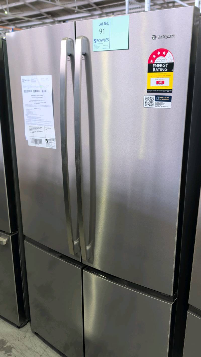 WESTINGHOUSE WQE6000SB S/STEEL FRENCH DOOR FRIDGE WITH DOULE DOOR FREEZER, 896MM WIDE TO FIT 900MM CAVITY, FINGERPRINT RESISTANT, LARGE INTERIOR, 12 MONTH WARRANTY WESTINGHOUSE WQE6000SB S/STEEL FRENCH DOOR FRIDGE WITH DOULE DOOR FREEZER, 896MM WIDE TO FIT 900MM CAVITY, FINGERPRINT RESISTANT, LARGE INTERIOR, 12 MONTH WARRANTY