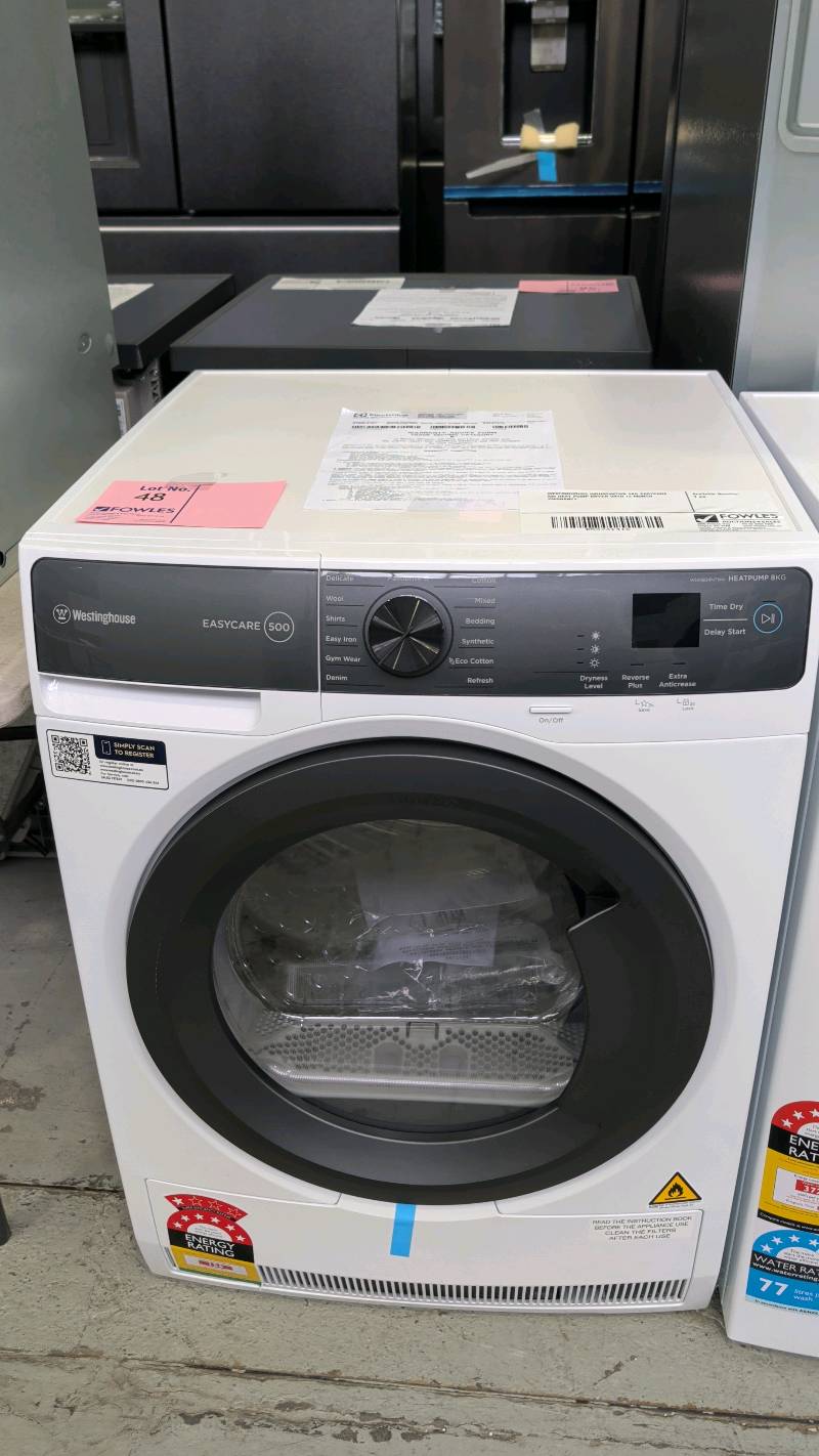 WESTINGHOUSE WDH804N7WA 8KG EASYCARE 500 HEAT PUMP DRYER WITH 12 MONTH WARRANTY WESTINGHOUSE WDH804N7WA 8KG EASYCARE 500 HEAT PUMP DRYER WITH 12 MONTH WARRANTY