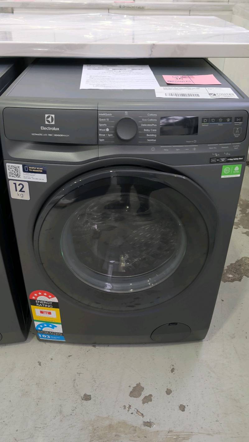 ELECTROLUX 700 SERIES EWF1243R7SCS 12KG DARK ONYX FRONT LOAD WASHING MACHINE, INTELLIQUICK CYCLE WITH 12 MONTH WARRANTY RRP$1049 ELECTROLUX 700 SERIES EWF1243R7SCS 12KG DARK ONYX FRONT LOAD WASHING MACHINE, INTELLIQUICK CYCLE WITH 12 MONTH WARRANTY RRP$1049