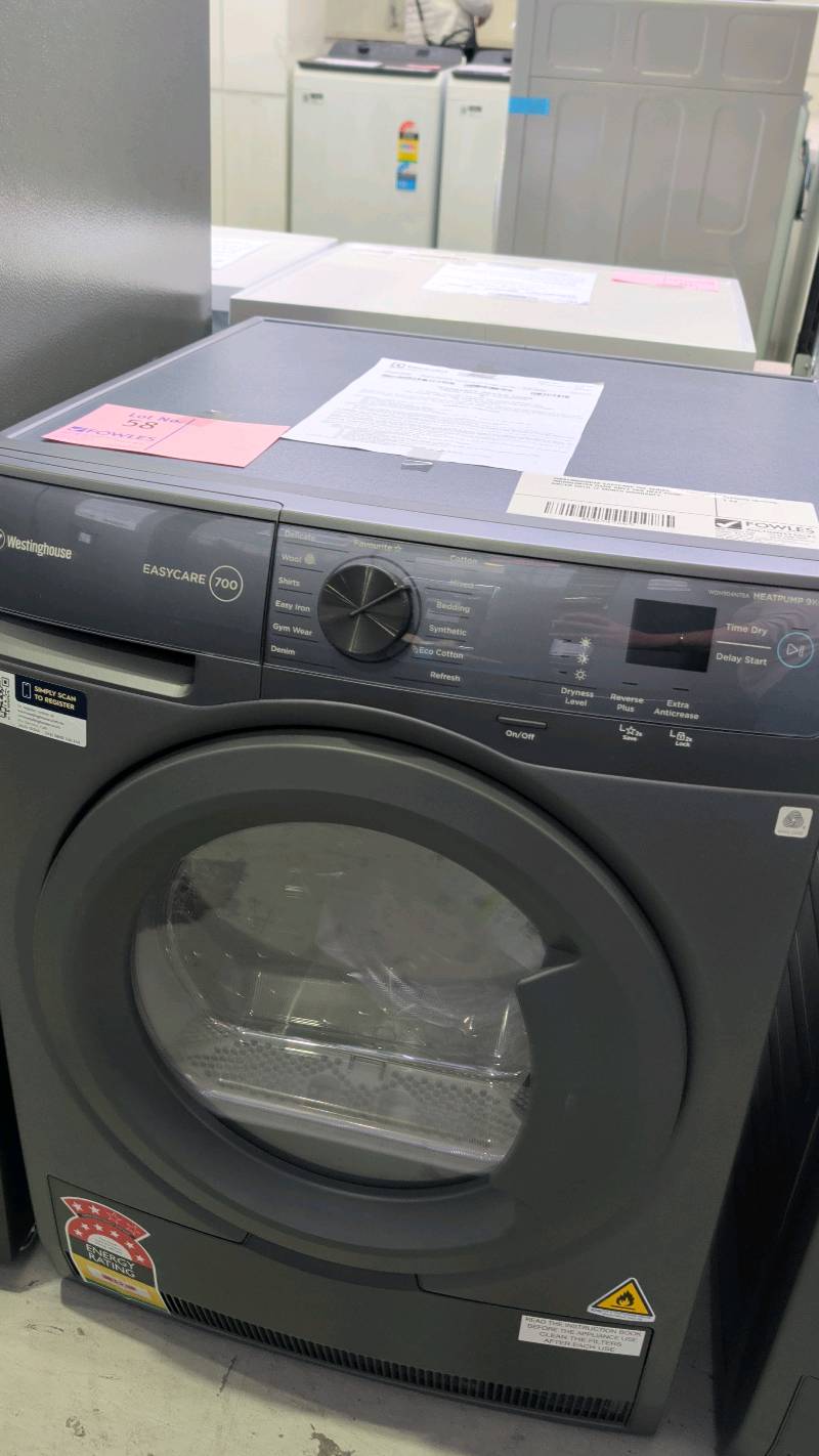 WESTINGHOUSE EASYCARE 700 SERIES WDH904N7SA DARK ONYX 9KG HEAT PUMP DRYER WITH 12 MONTH WARRANTY WESTINGHOUSE EASYCARE 700 SERIES WDH904N7SA DARK ONYX 9KG HEAT PUMP DRYER WITH 12 MONTH WARRANTY