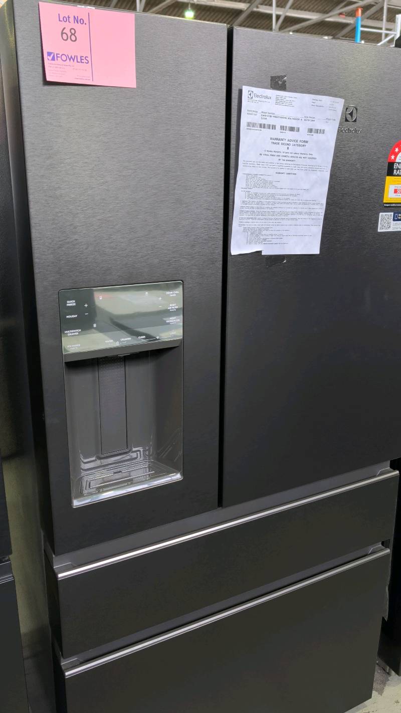 ELECTROLUX EHE6191BB MATTE BLACK FRENCH DOOR FRIDGE WITH PLUMBED ICE & WATER, WITH ENTERTAINERS DRAWER THAT CONVERTS TO FRIDGE OR FREEZER WITH 12 MONTH WARRANTY RRP$2789 ELECTROLUX EHE6191BB MATTE BLACK FRENCH DOOR FRIDGE WITH PLUMBED ICE & WATER, WITH ENTERTAINERS DRAWER THAT CONVERTS TO FRIDGE OR FREEZER WITH 12 MONTH WARRANTY RRP$2789
