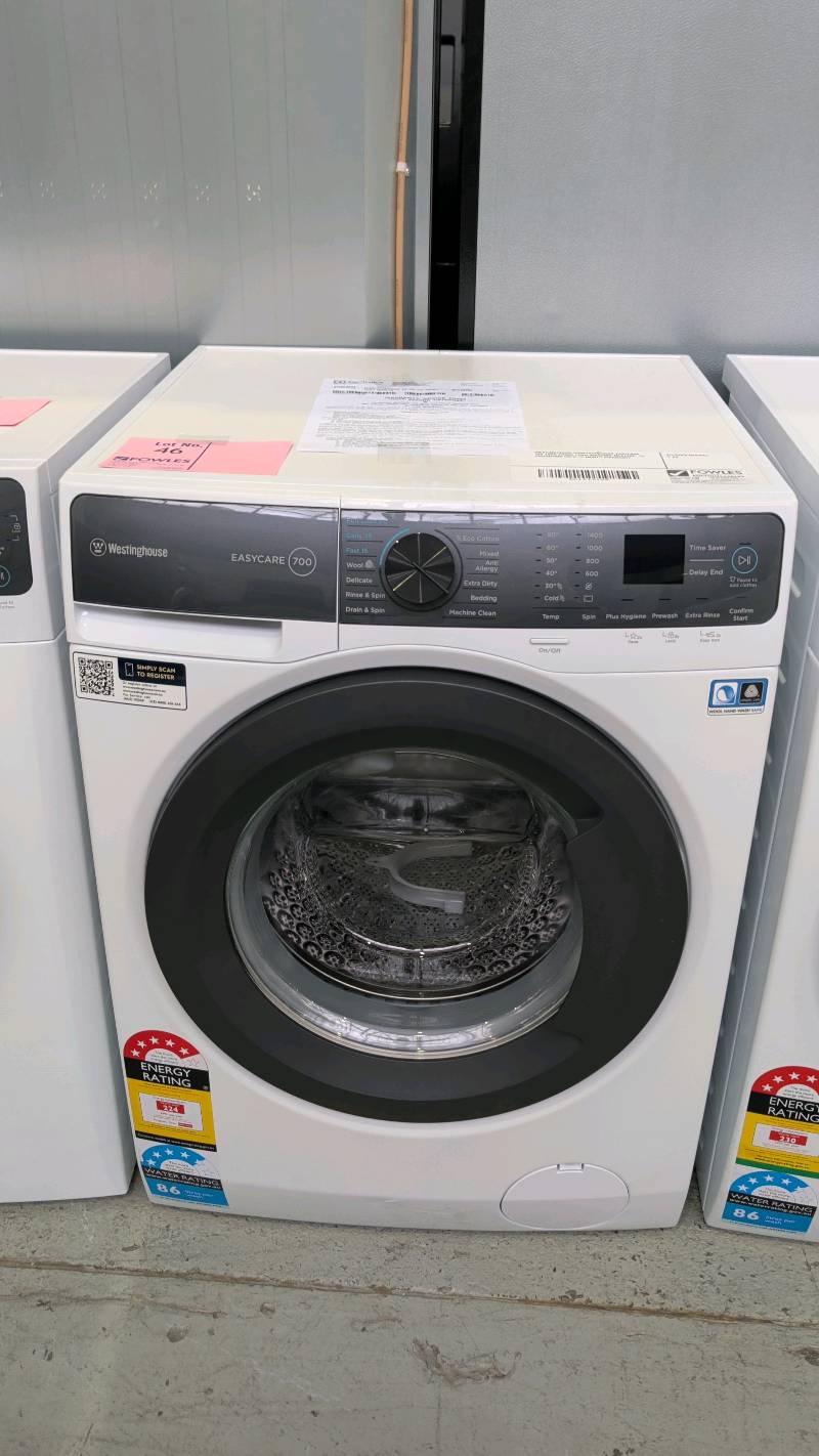 WESTINGHOUSE WWF1044M7WAS EASYCARE 700 10KG FRONT LOAD WASHING MACHINE, 15 PROGRAMS WITH 12 MONTH WARRANTY WESTINGHOUSE WWF1044M7WAS EASYCARE 700 10KG FRONT LOAD WASHING MACHINE, 15 PROGRAMS WITH 12 MONTH WARRANTY