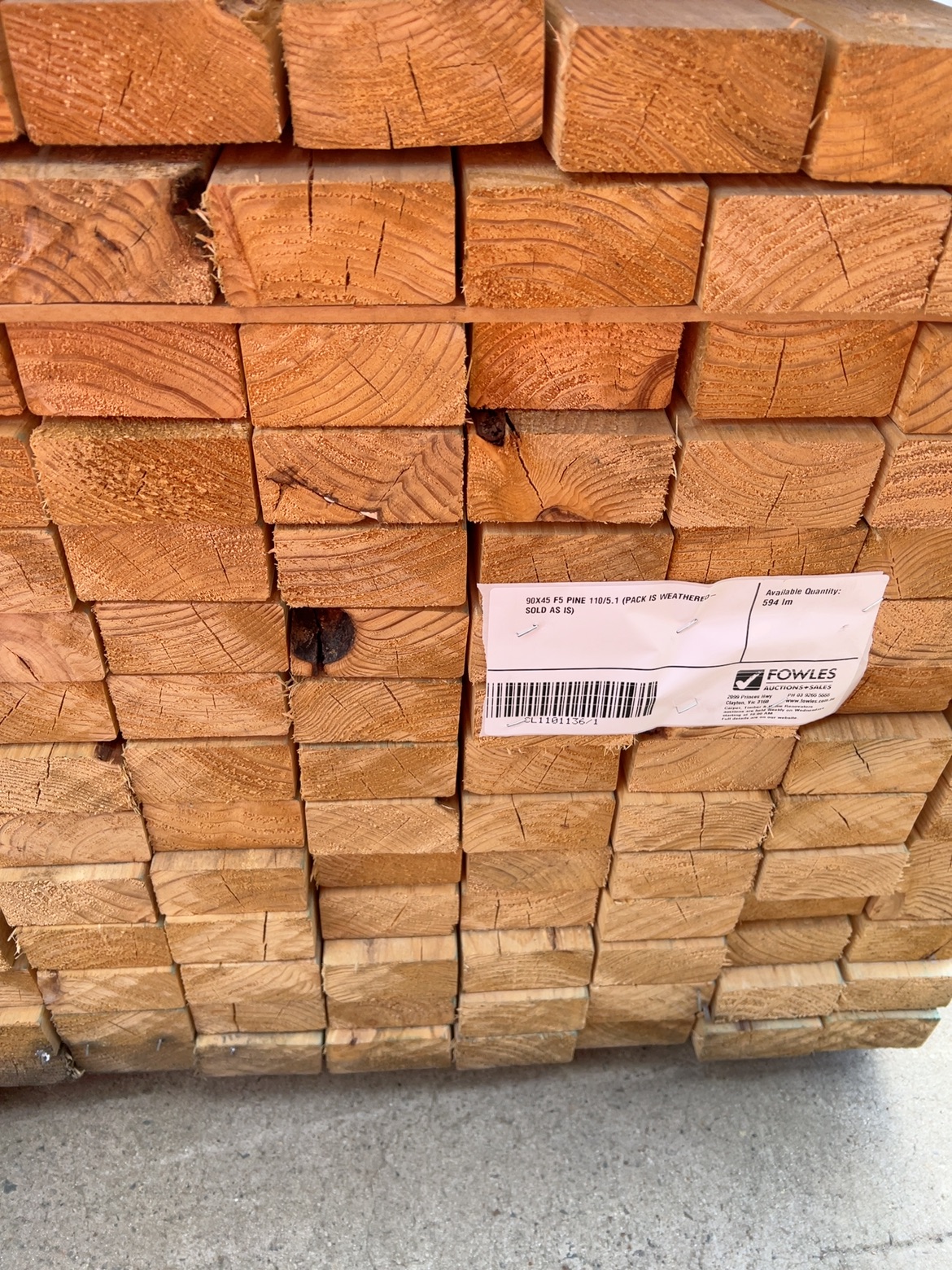 90X45 F5 PINE 110/5.1 (PACK IS WEATHERED-SOLD AS IS) 90X45 F5 PINE 110/5.1 (PACK IS WEATHERED-SOLD AS IS)