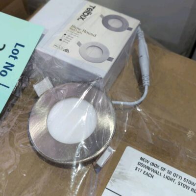 NEW (BOX OF 50 QTY) STOW NIKEL ROUND DOWN/WALL LIGHT, STOW RD-NK-850 RRP$17 EACH NEW (BOX OF 50 QTY) STOW NIKEL ROUND DOWN/WALL LIGHT, STOW RD-NK-850 RRP$17 EACH