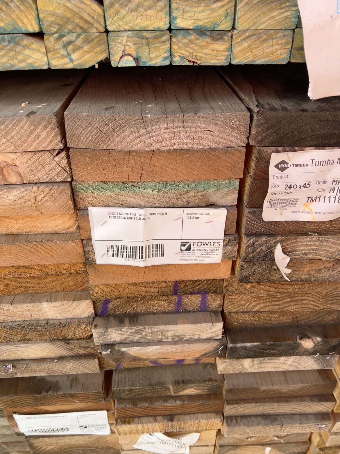 240X45 MGP10 PINE-33/5.4 (THIS PACK IS AGED STOCK AND SOLD AS IS) 240X45 MGP10 PINE-33/5.4 (THIS PACK IS AGED STOCK AND SOLD AS IS)