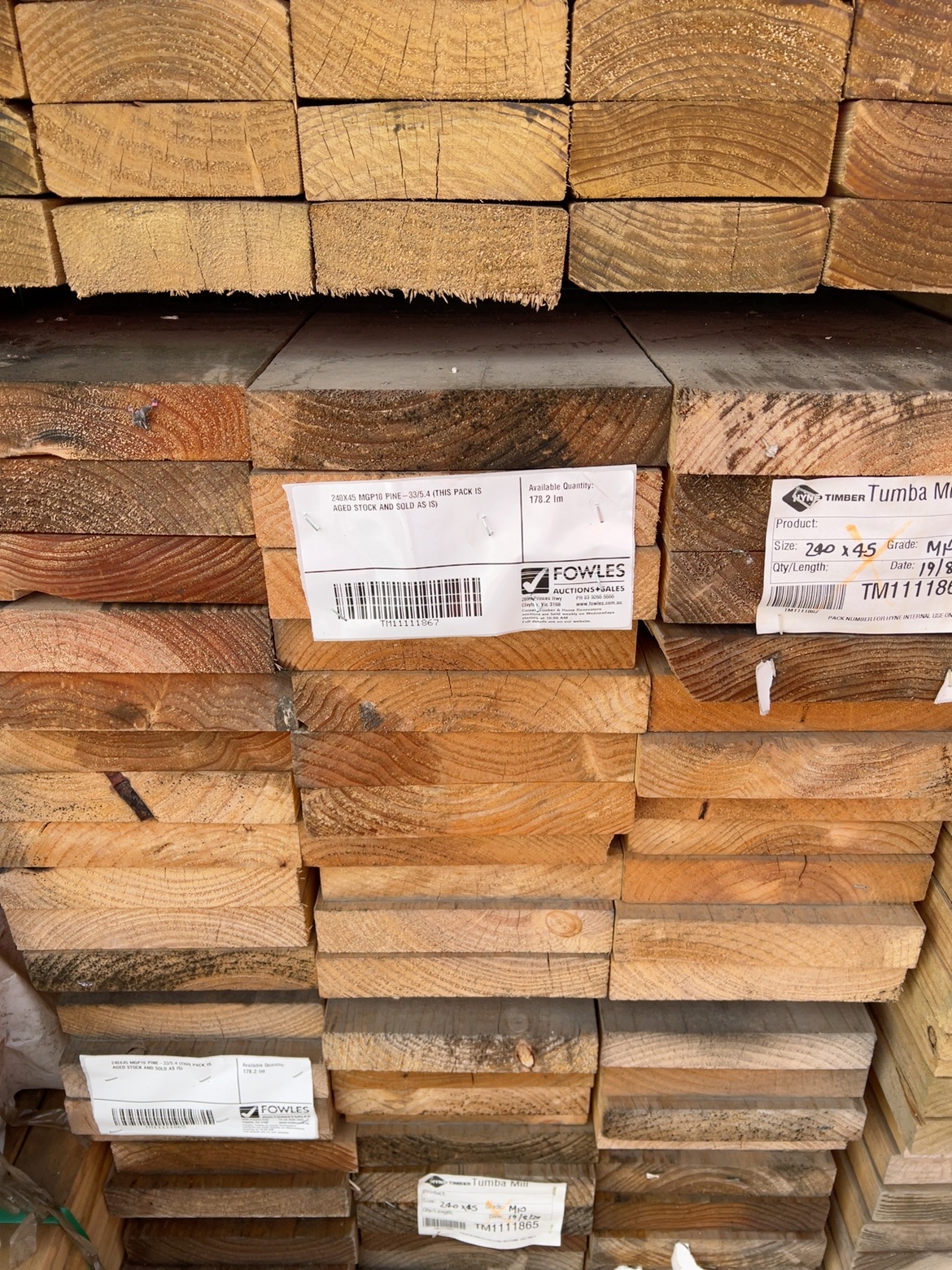240X45 MGP10 PINE-33/5.4 (THIS PACK IS AGED STOCK AND SOLD AS IS) 240X45 MGP10 PINE-33/5.4 (THIS PACK IS AGED STOCK AND SOLD AS IS)